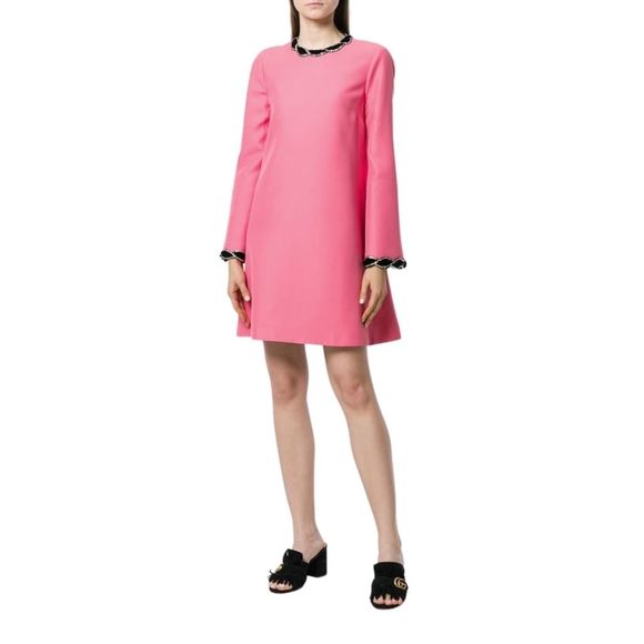 Gucci Gucci Pink Velvet Trim Dress - Picture 1 of 5
